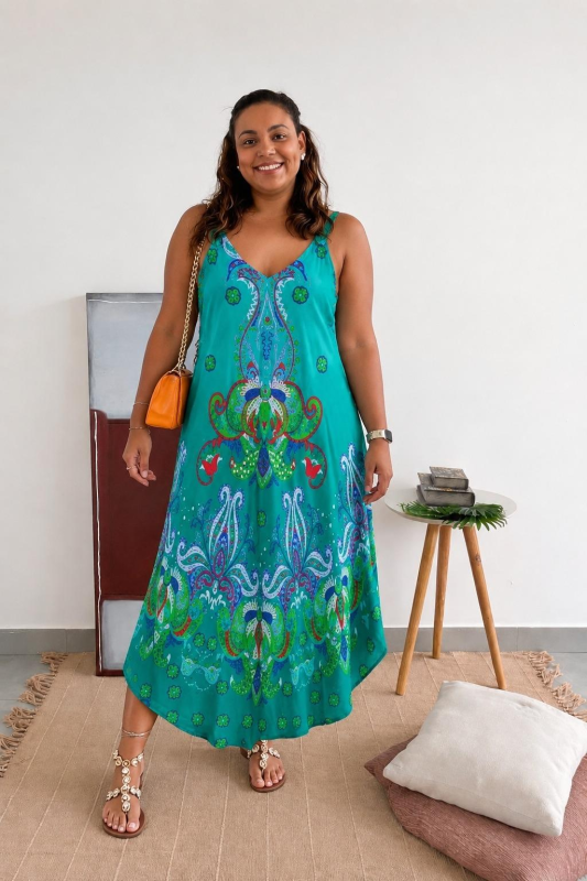 Vestido Indiano  Trapezio